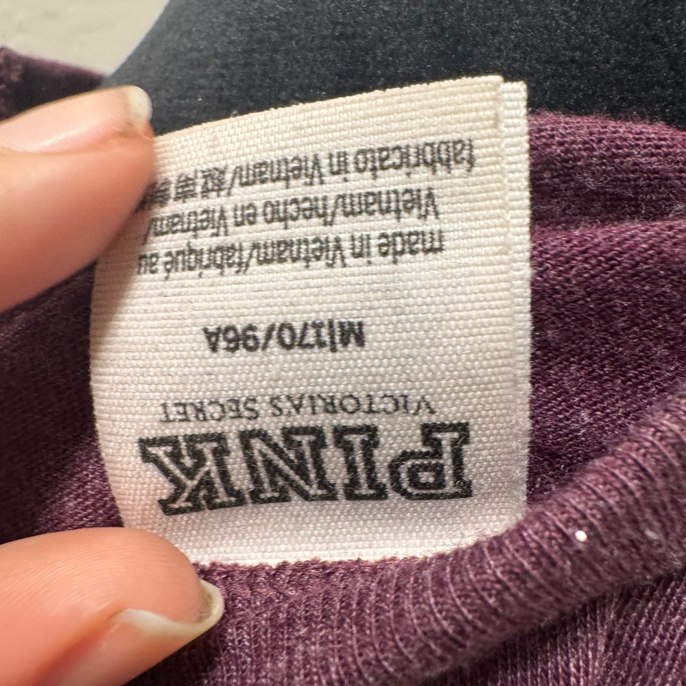 PINK Victoria's Secret Plum Sequin Logo Pullover - Picture 3 of 3